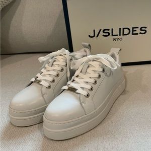 J Slides NOCA White Leather Platform Tennis Shoes NWT
